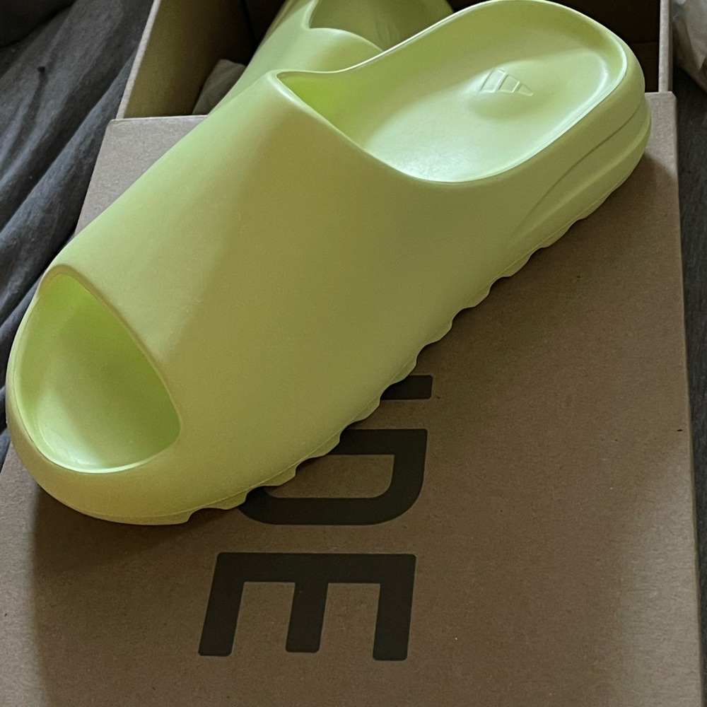 Authentic Yeezy Neon Green Slides